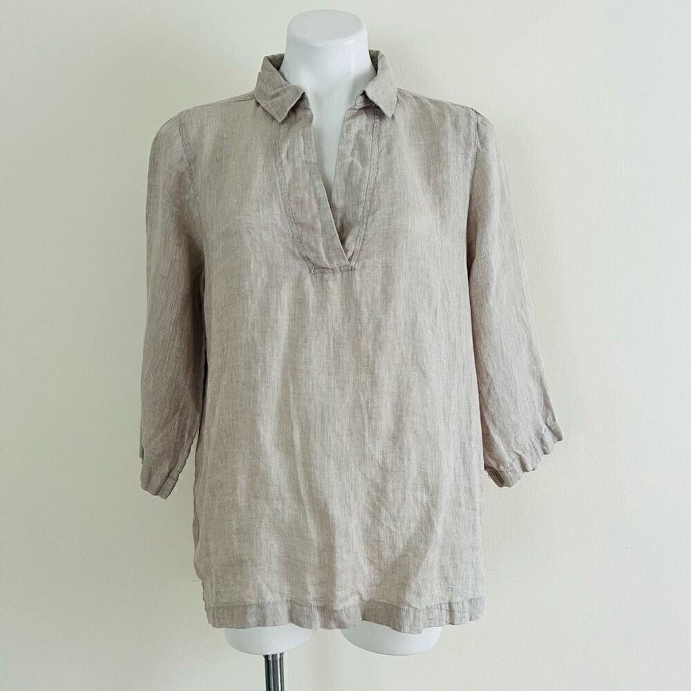 Tahari 100% Hemp V Neck Tunic